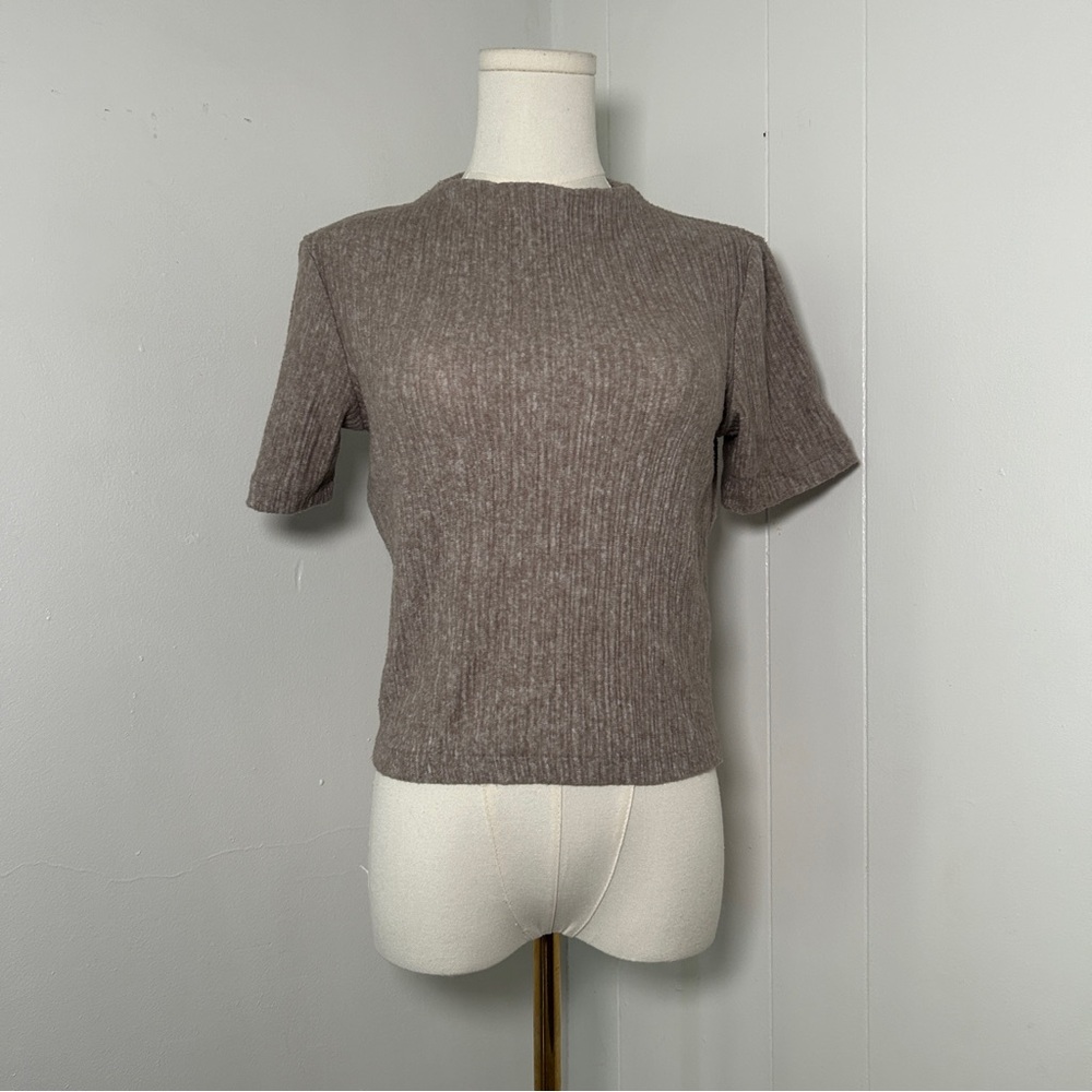 Classic Brown Ribbed Women's dress casual Top
